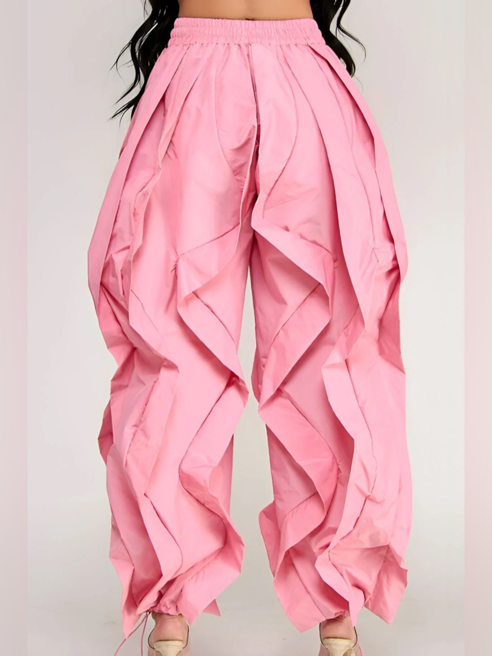 Yellow Ruffle Wide-Leg Wavy Drawstring Pants - Picture 11 of 16